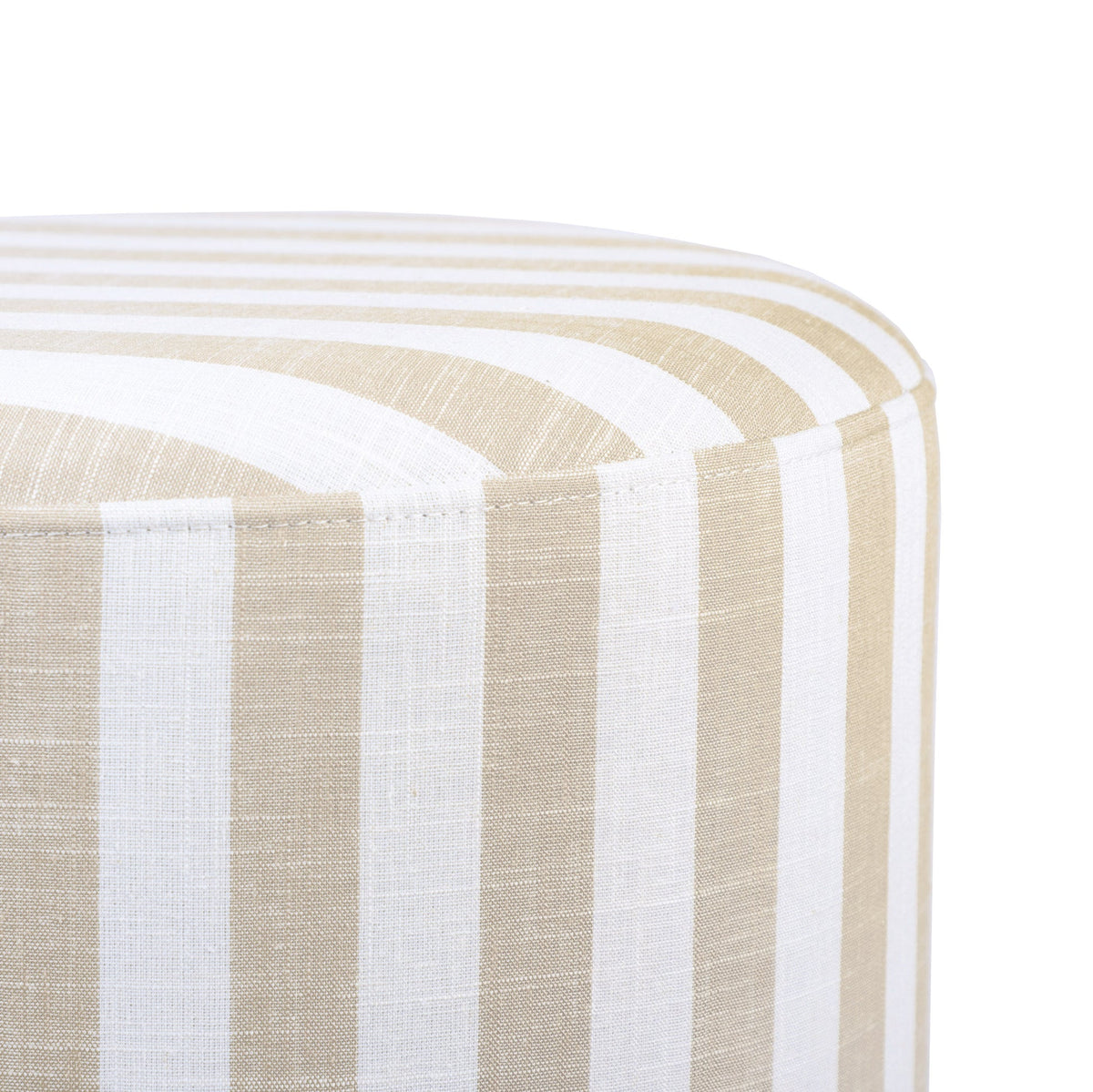 Dex Beige Striped Linen Ottoman | BeBoldFurniture