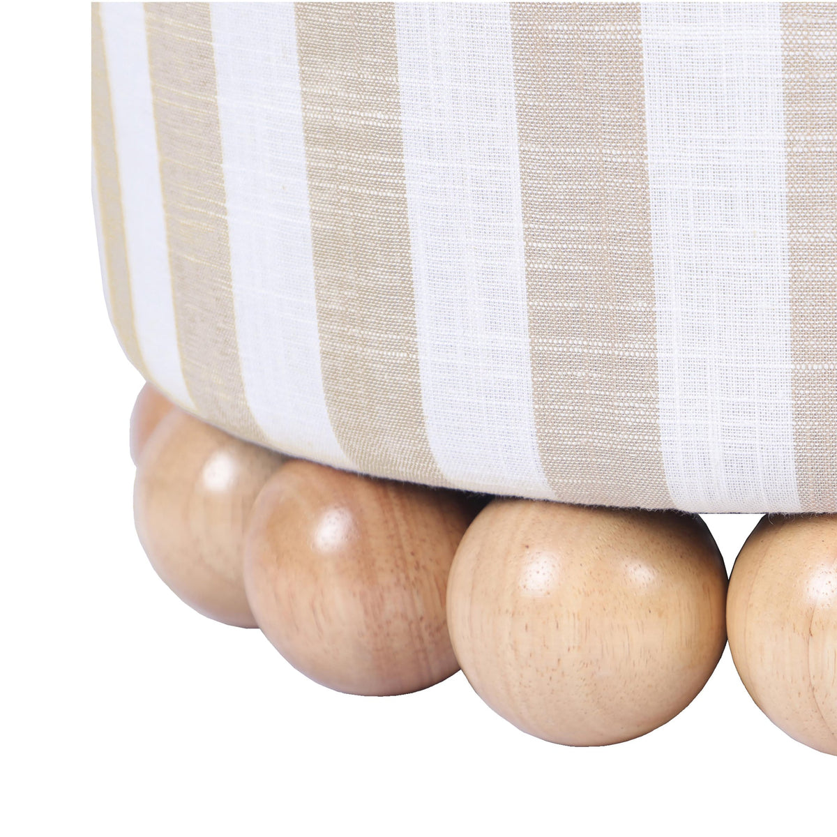 Dex Beige Striped Linen Ottoman | BeBoldFurniture