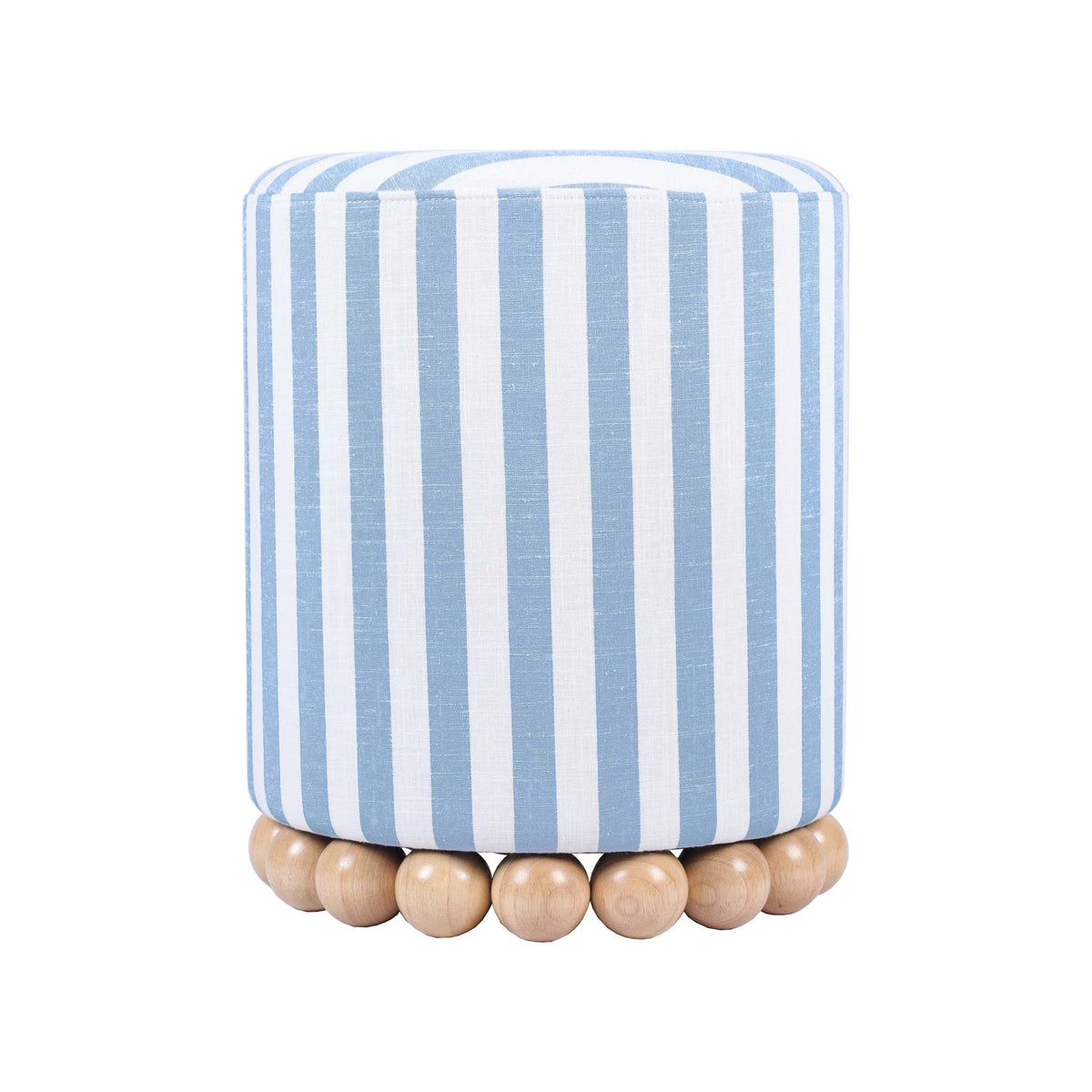 Dex Pastel Blue Striped Linen Ottoman | BeBoldFurniture