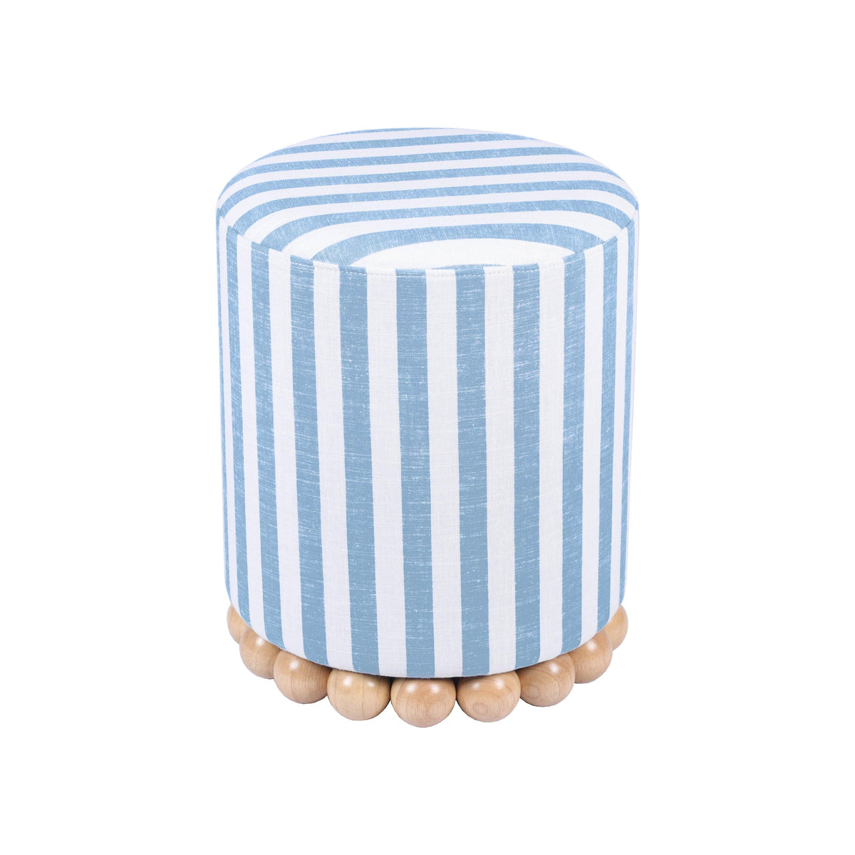 Dex Pastel Blue Striped Linen Ottoman | BeBoldFurniture