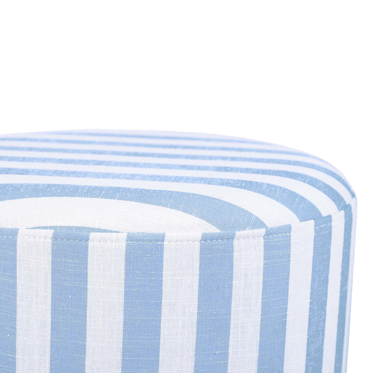 Dex Pastel Blue Striped Linen Ottoman | BeBoldFurniture