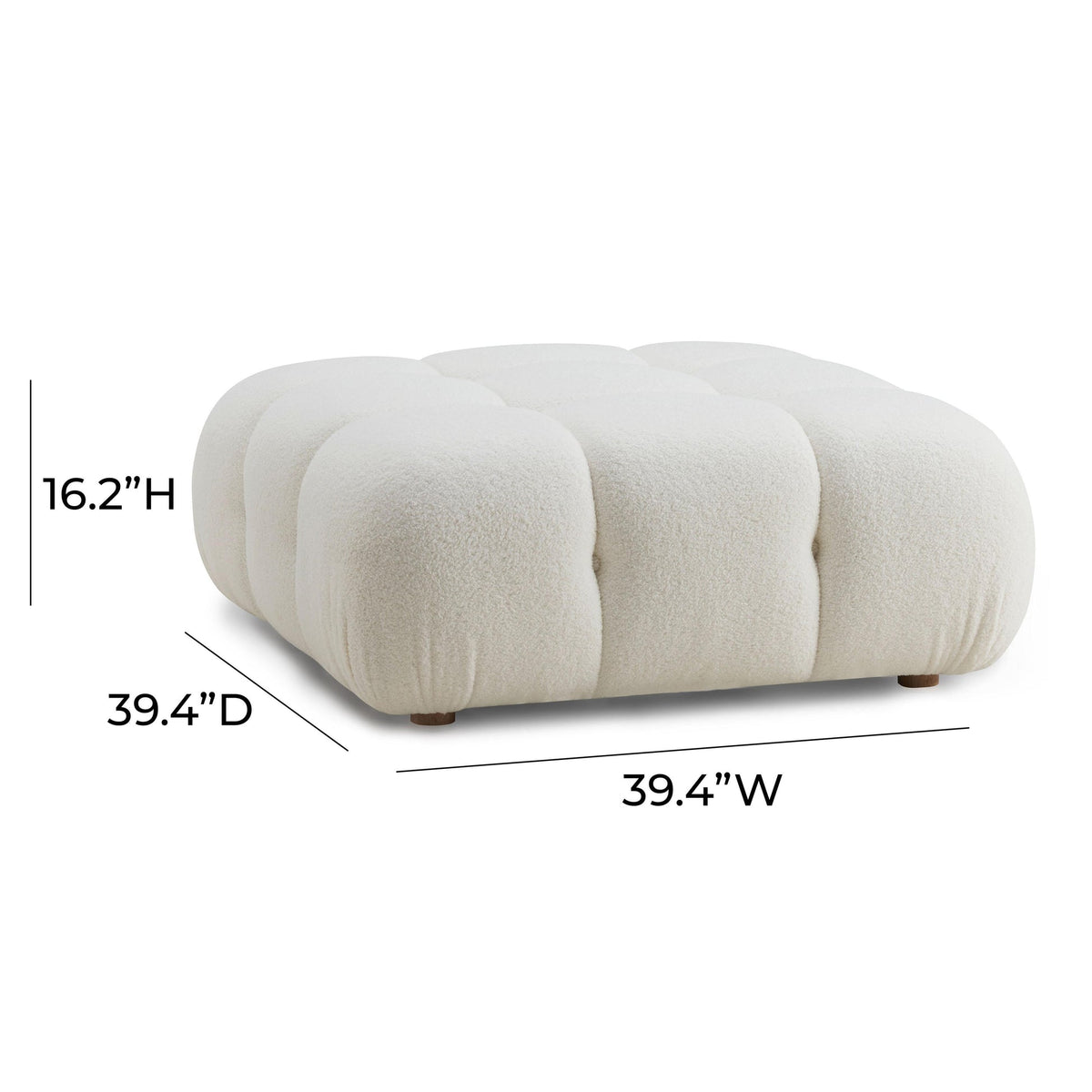 Calliope Cream Vegan Shearling Modular Ottoman | BeBoldFurniture