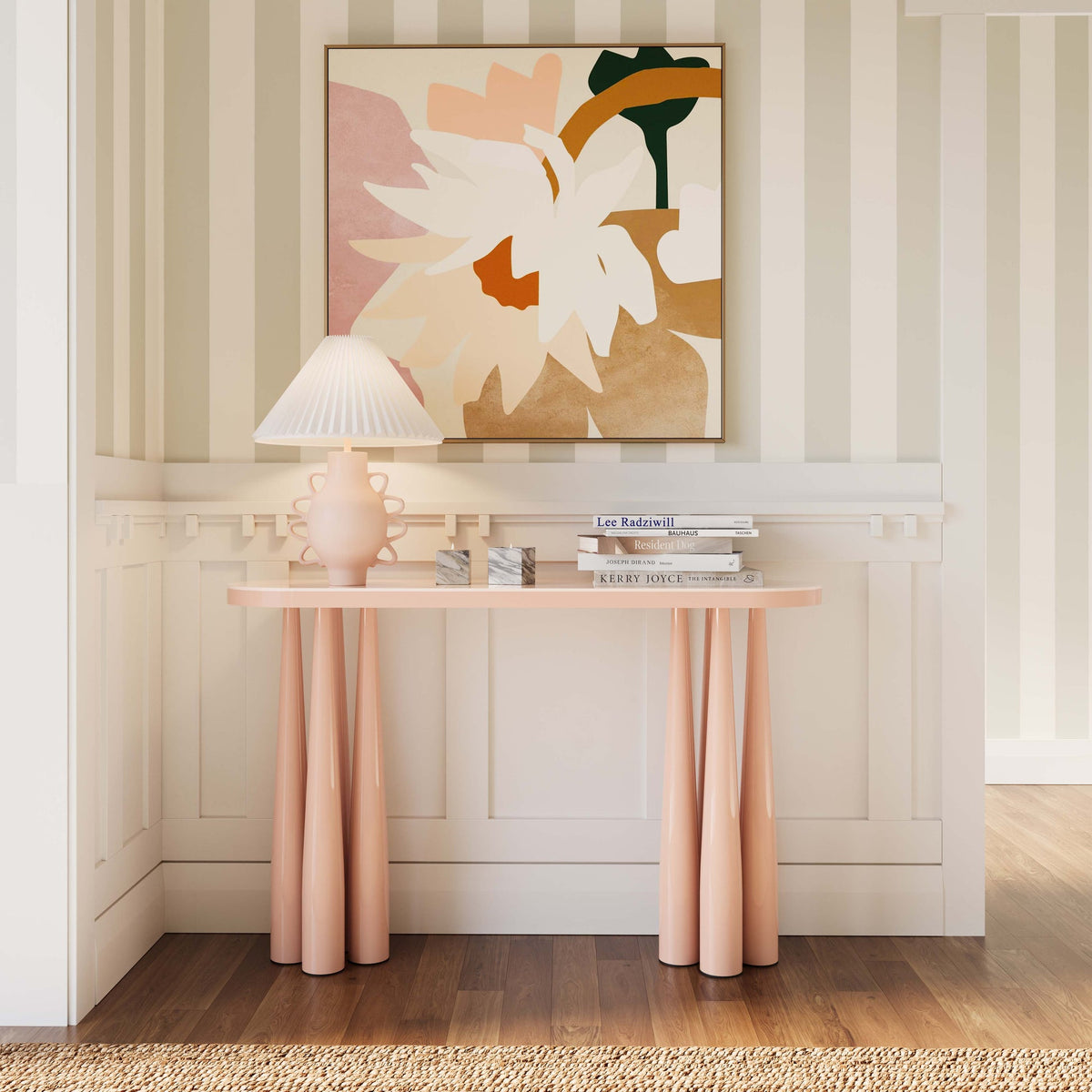 Titan Peach Rose Glossy Console Table | BeBoldFurniture