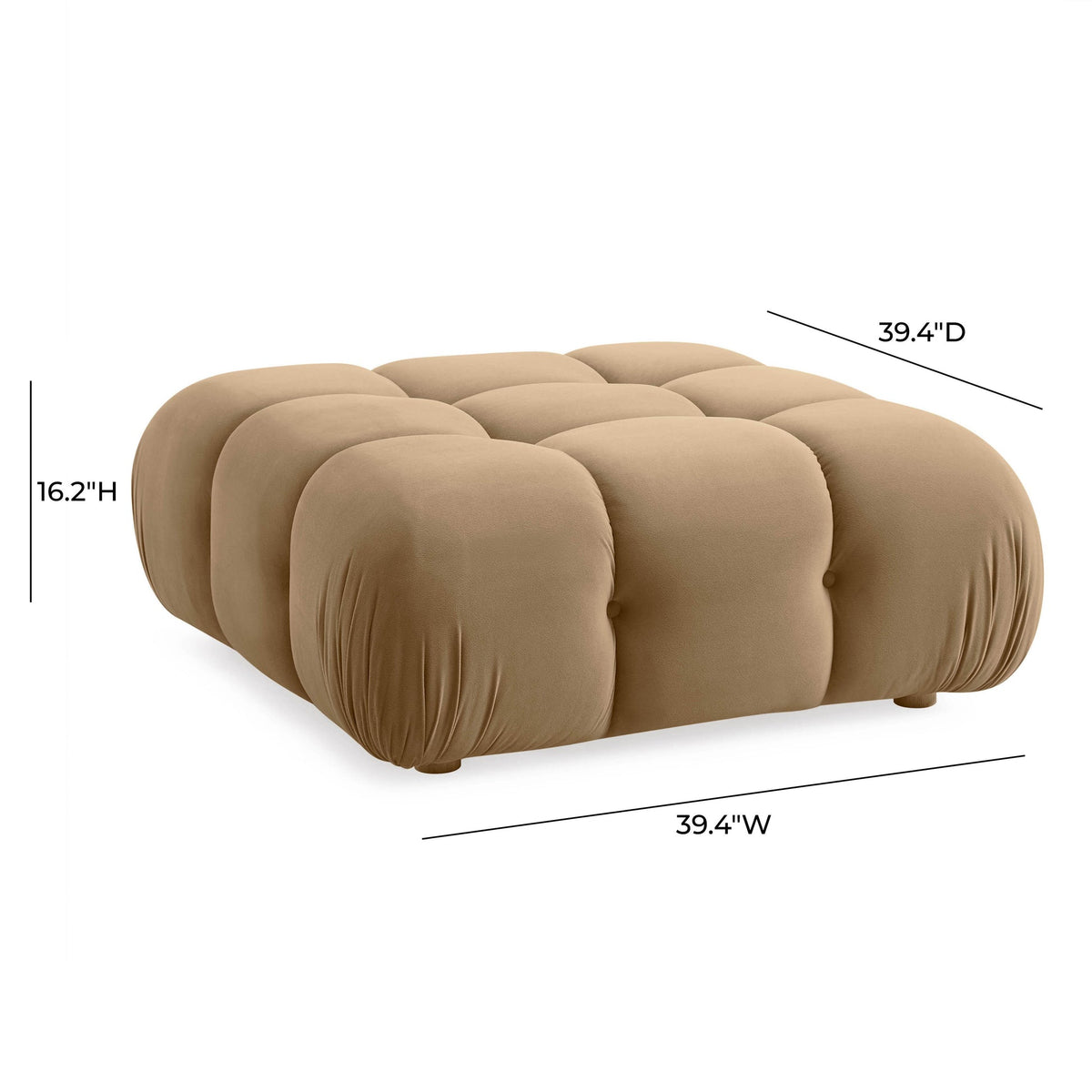 Calliope Cafe Au Lait Performance Velvet Modular Ottoman | BeBoldFurniture