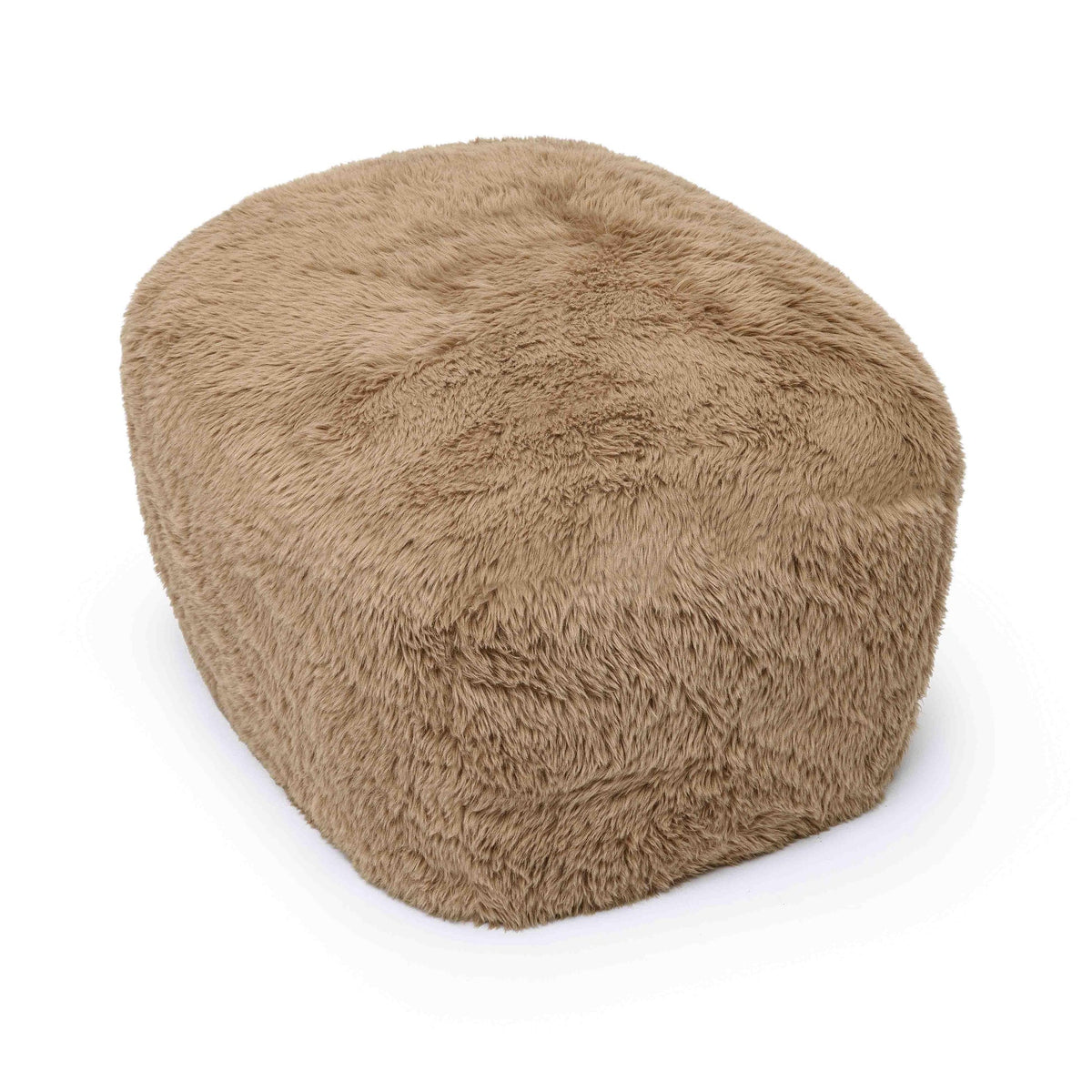 Britt Dark Taupe Vegan Shearling Ottoman | BeBoldFurniture