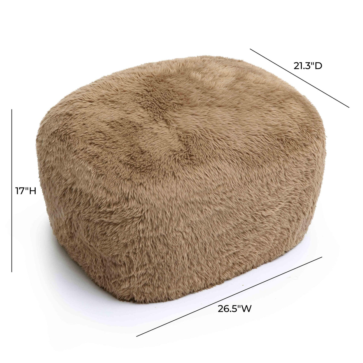 Britt Dark Taupe Vegan Shearling Ottoman | BeBoldFurniture