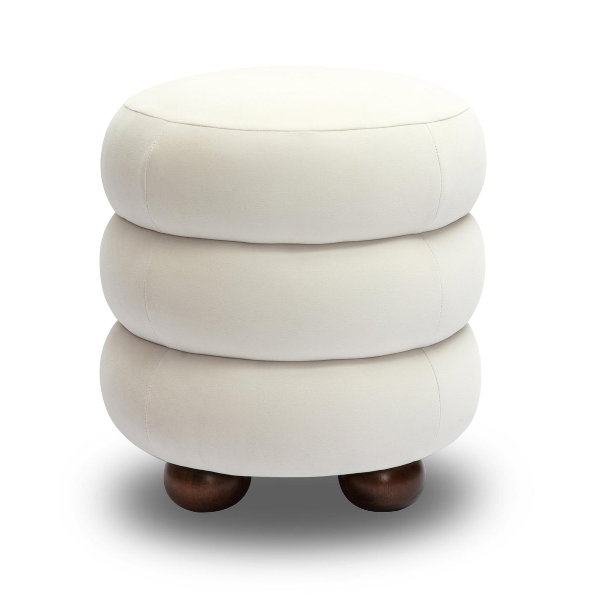 Stefanie Cream Velvet Ottoman | BeBoldFurniture