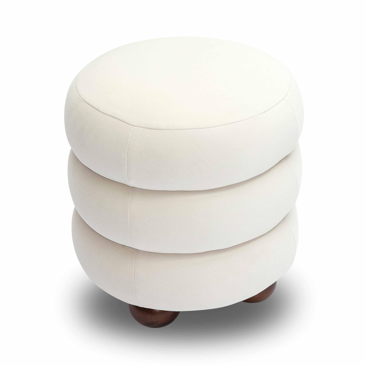 Stefanie Cream Velvet Ottoman | BeBoldFurniture