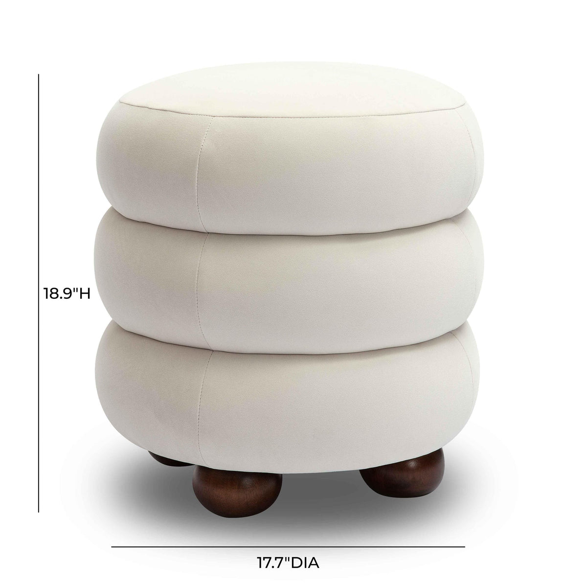 Stefanie Cream Velvet Ottoman | BeBoldFurniture