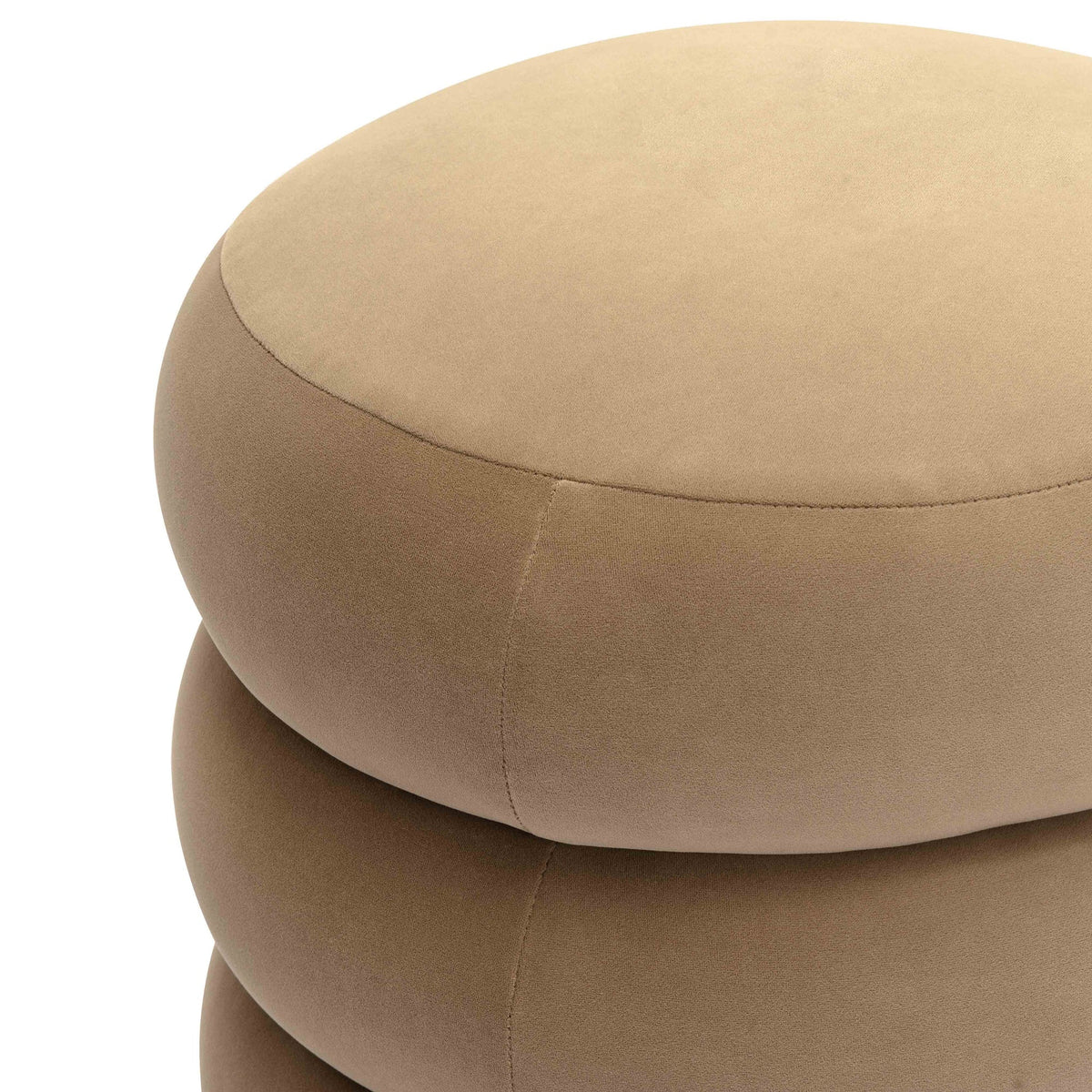 Stefanie Taupe Velvet Ottoman | BeBoldFurniture