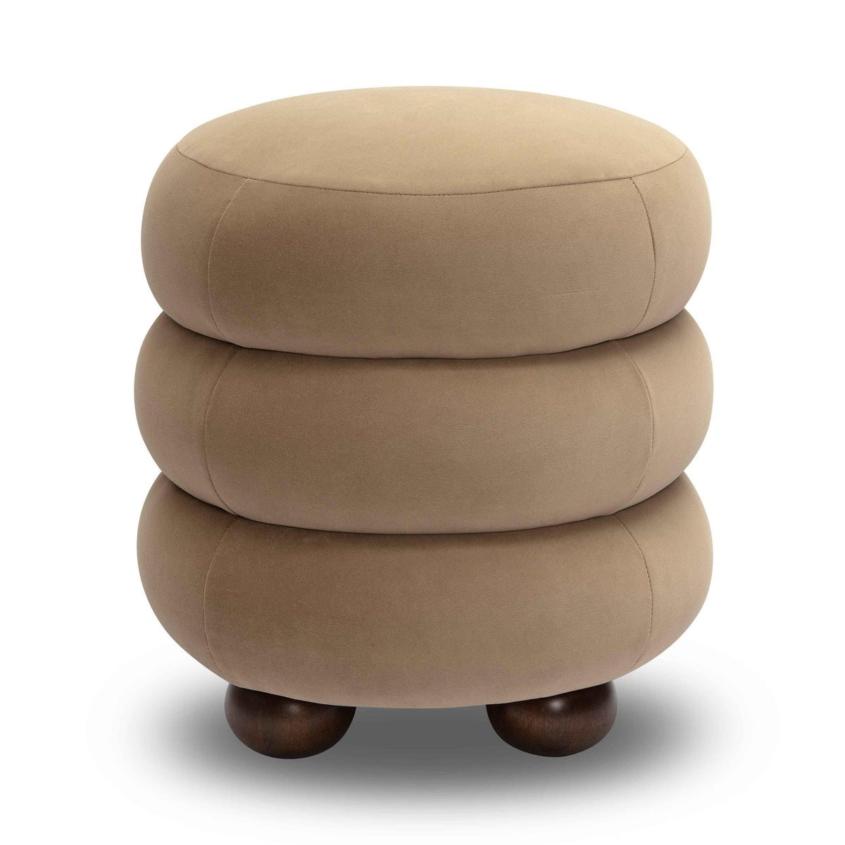 Stefanie Taupe Velvet Ottoman | BeBoldFurniture