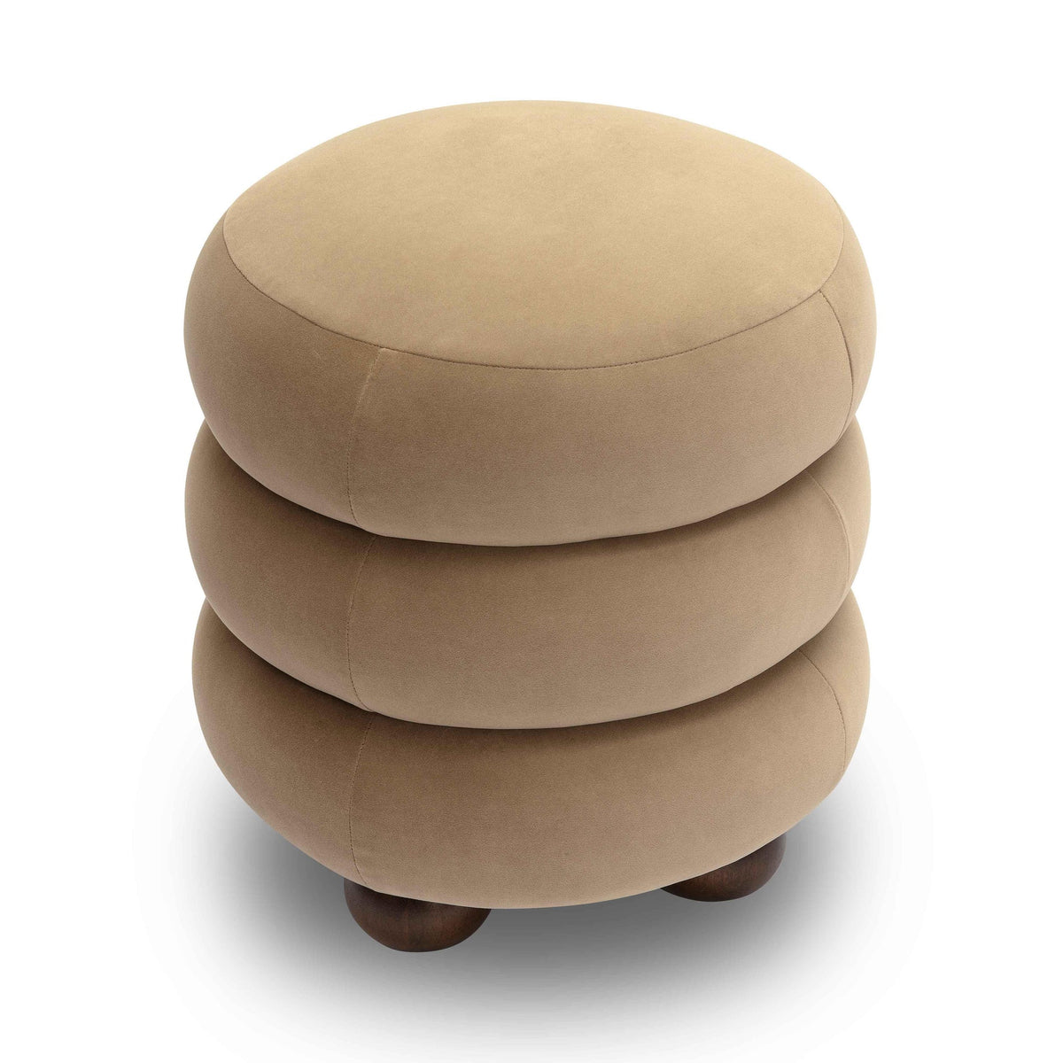 Stefanie Taupe Velvet Ottoman | BeBoldFurniture