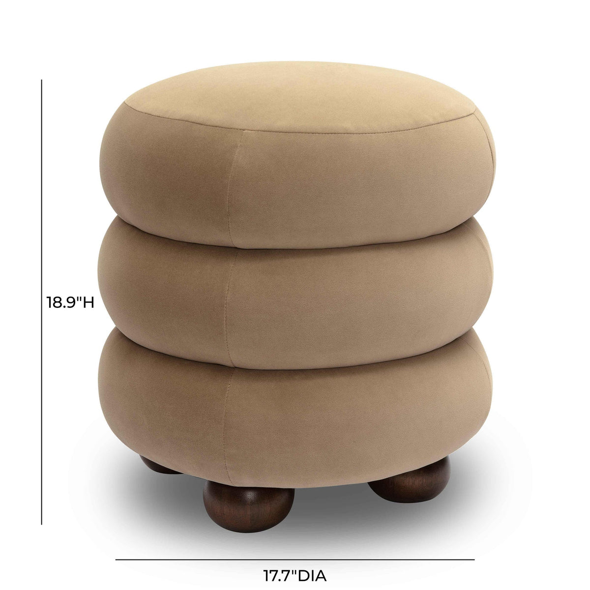 Stefanie Taupe Velvet Ottoman | BeBoldFurniture