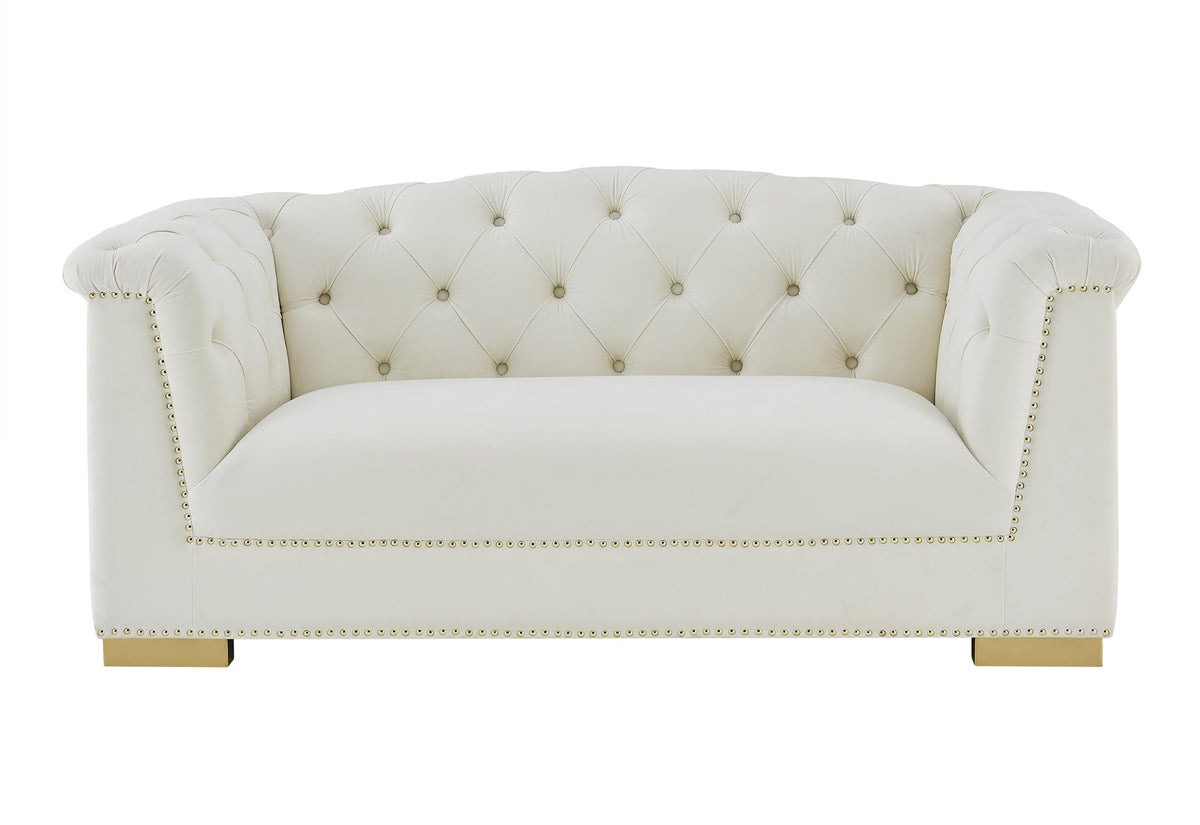 Farah Cream Velvet Loveseat | BeBoldFurniture