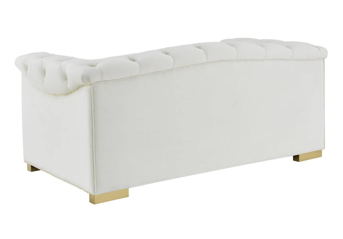 Farah Cream Velvet Loveseat | BeBoldFurniture