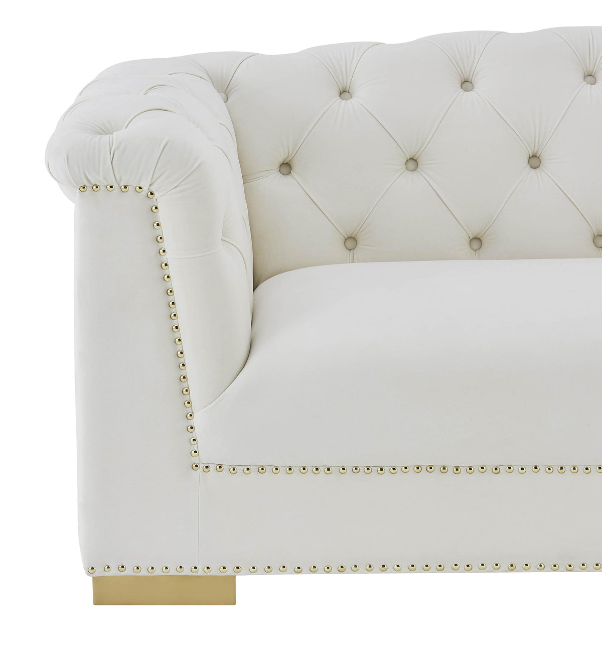 Farah Cream Velvet Loveseat | BeBoldFurniture