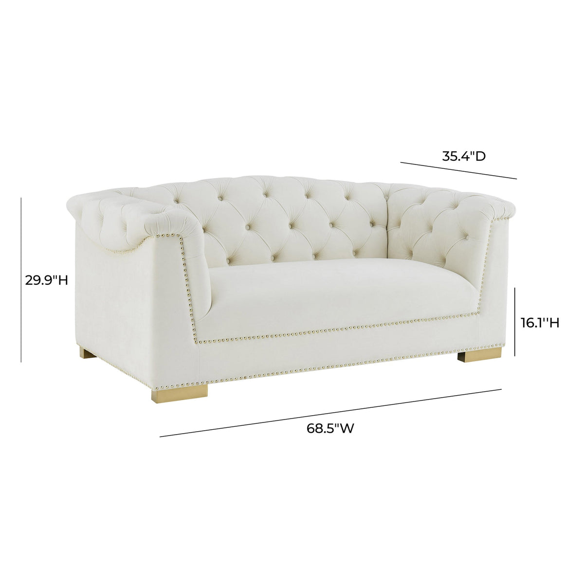 Farah Cream Velvet Loveseat | BeBoldFurniture