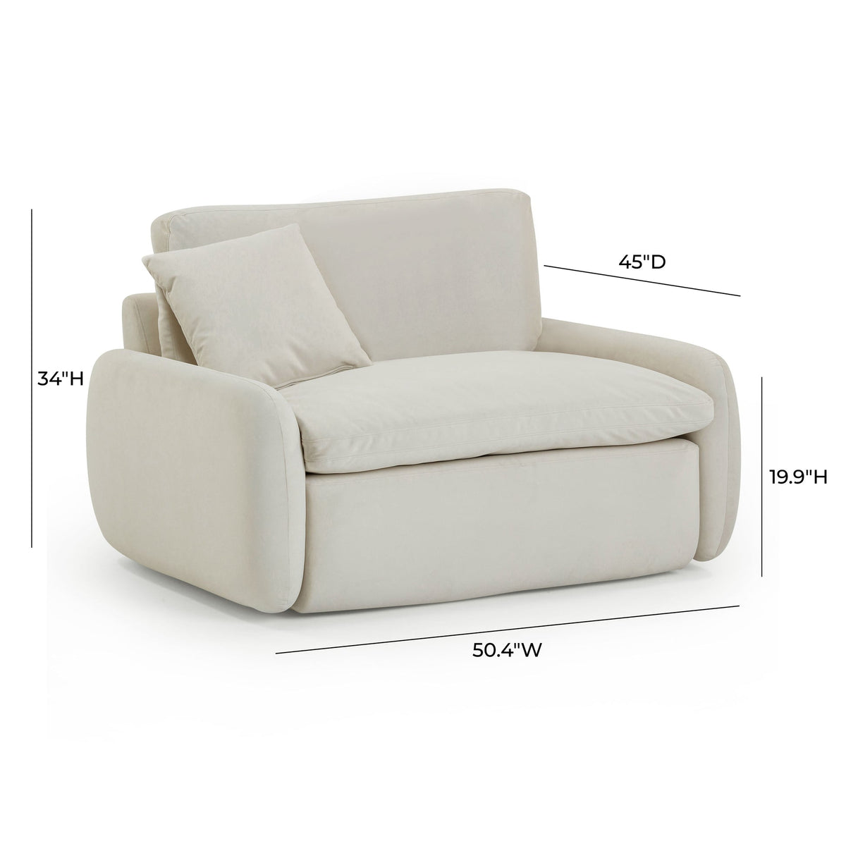 Rachelle Cream Velvet Lounge Chair | BeBoldFurniture
