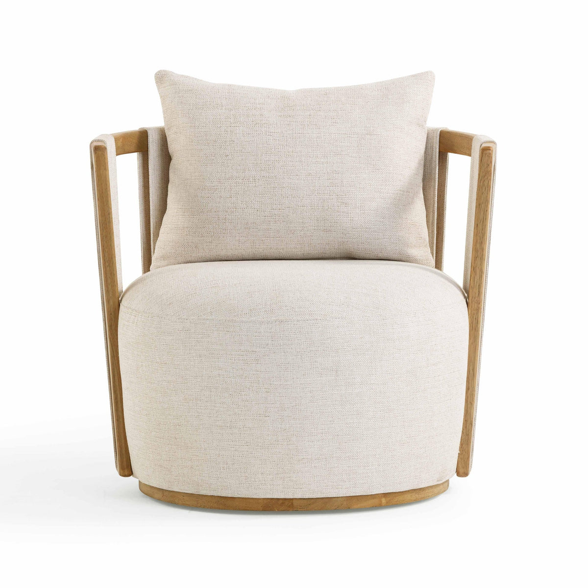 Paolo Cream Textured Weave Swivel Chair | BeBoldFurniture