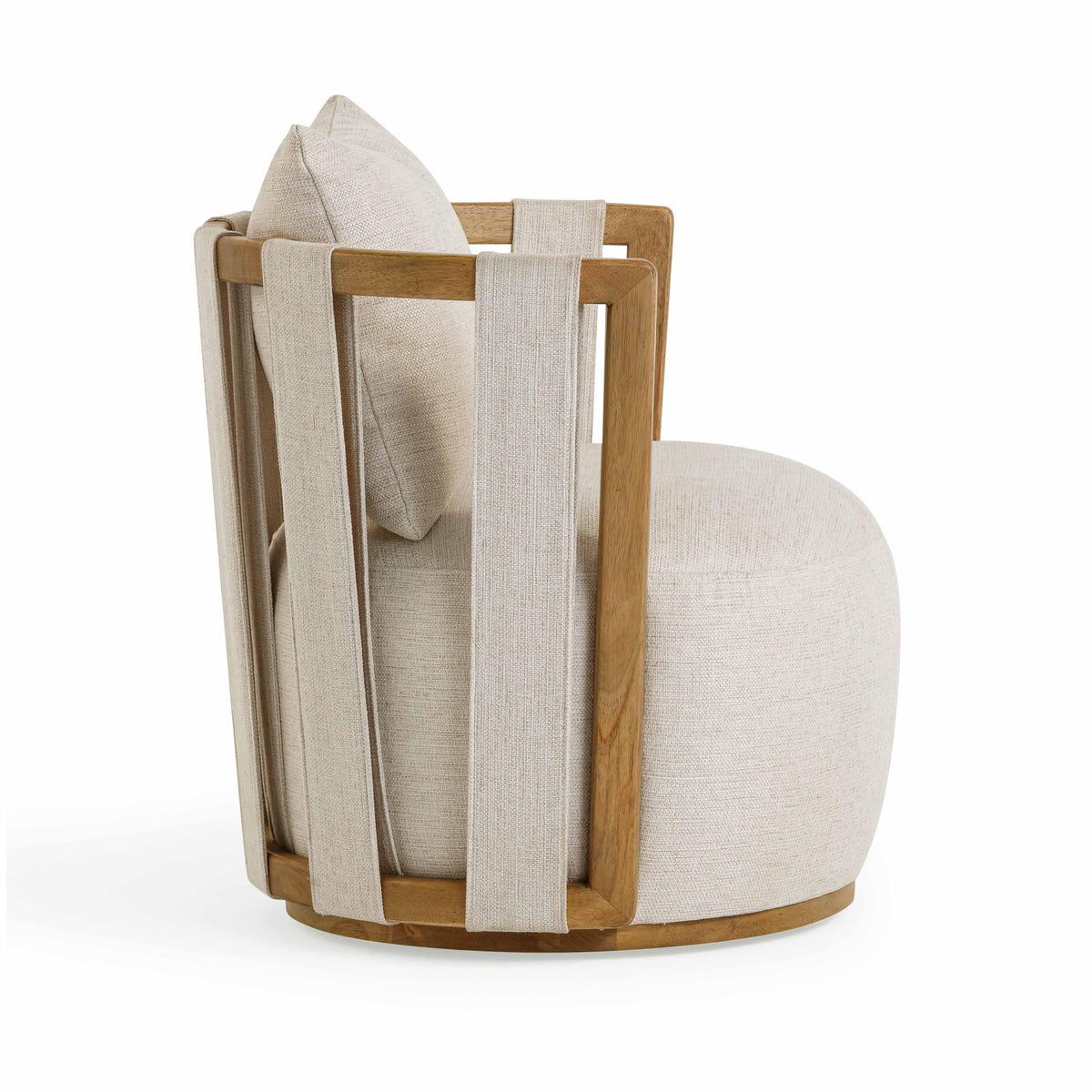 Paolo Cream Textured Weave Swivel Chair | BeBoldFurniture