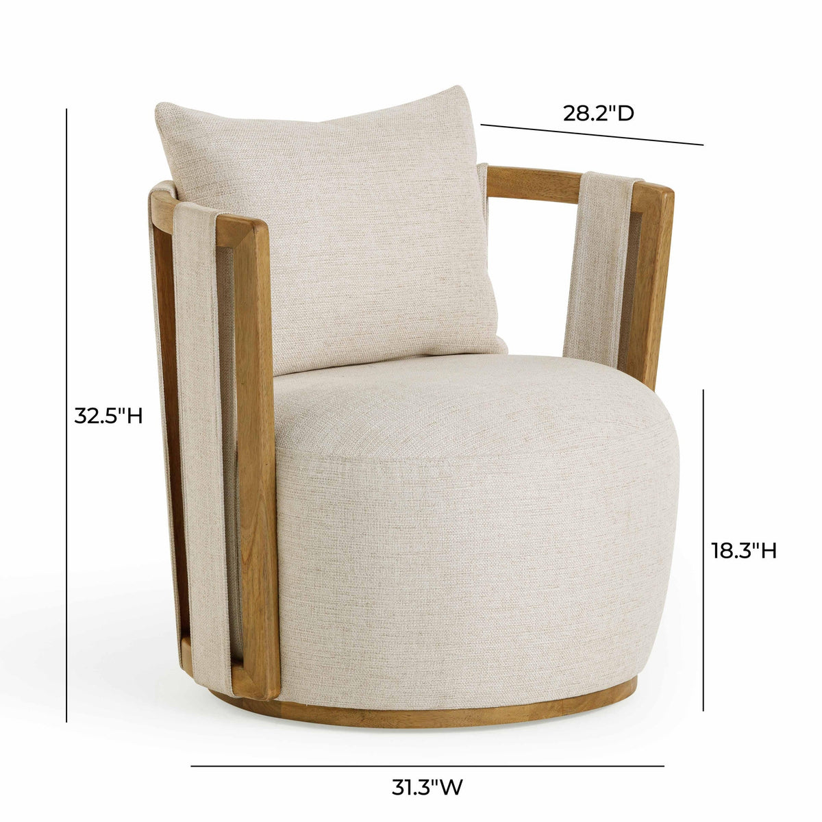 Paolo Cream Textured Weave Swivel Chair | BeBoldFurniture