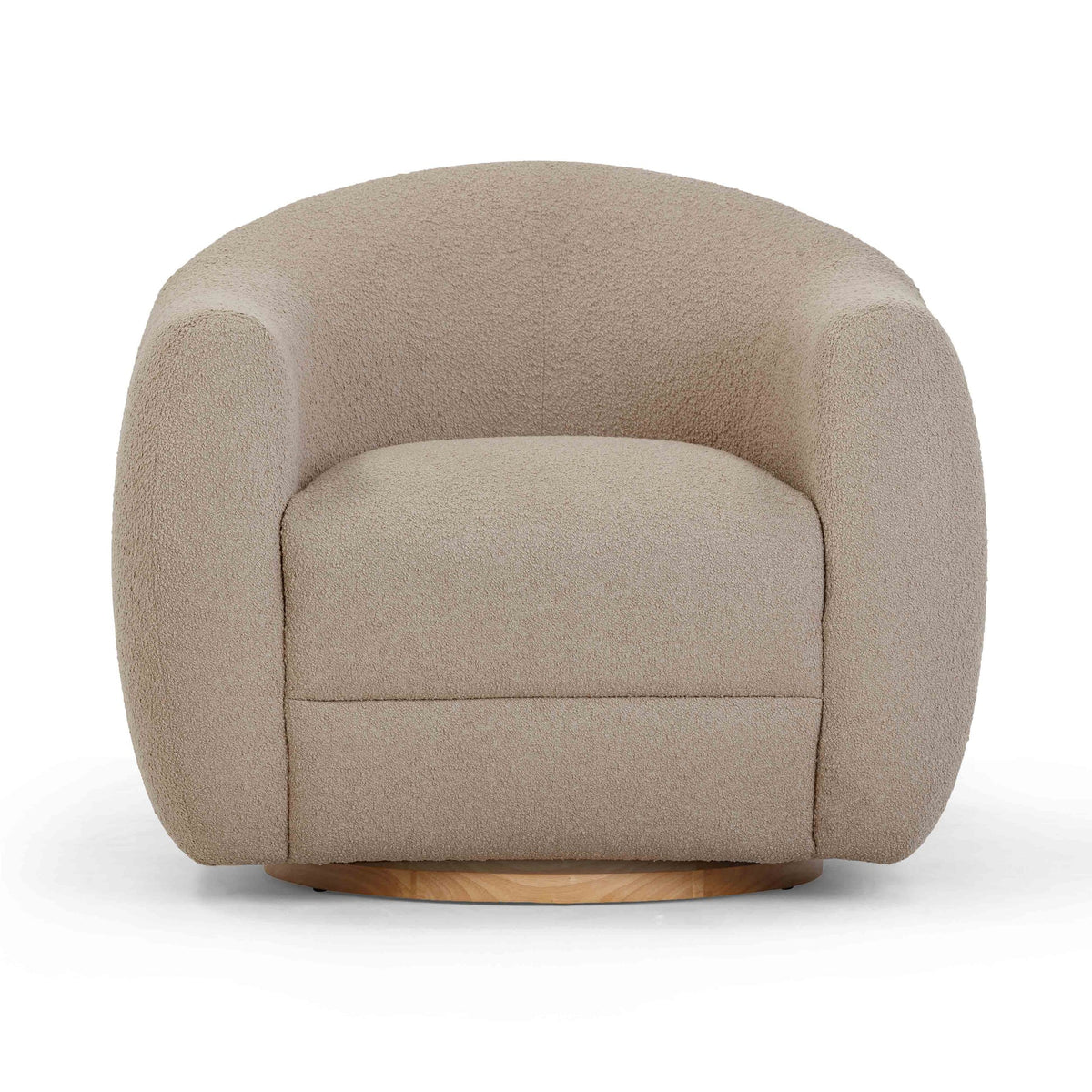 Judy Light Brown Boucle Swivel Chair | BeBoldFurniture