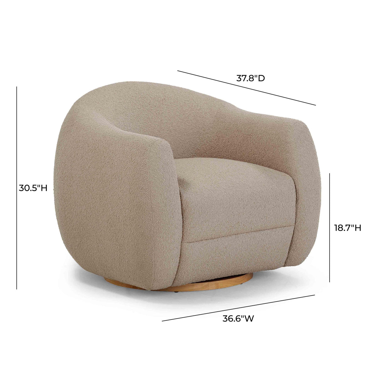 Judy Light Brown Boucle Swivel Chair | BeBoldFurniture