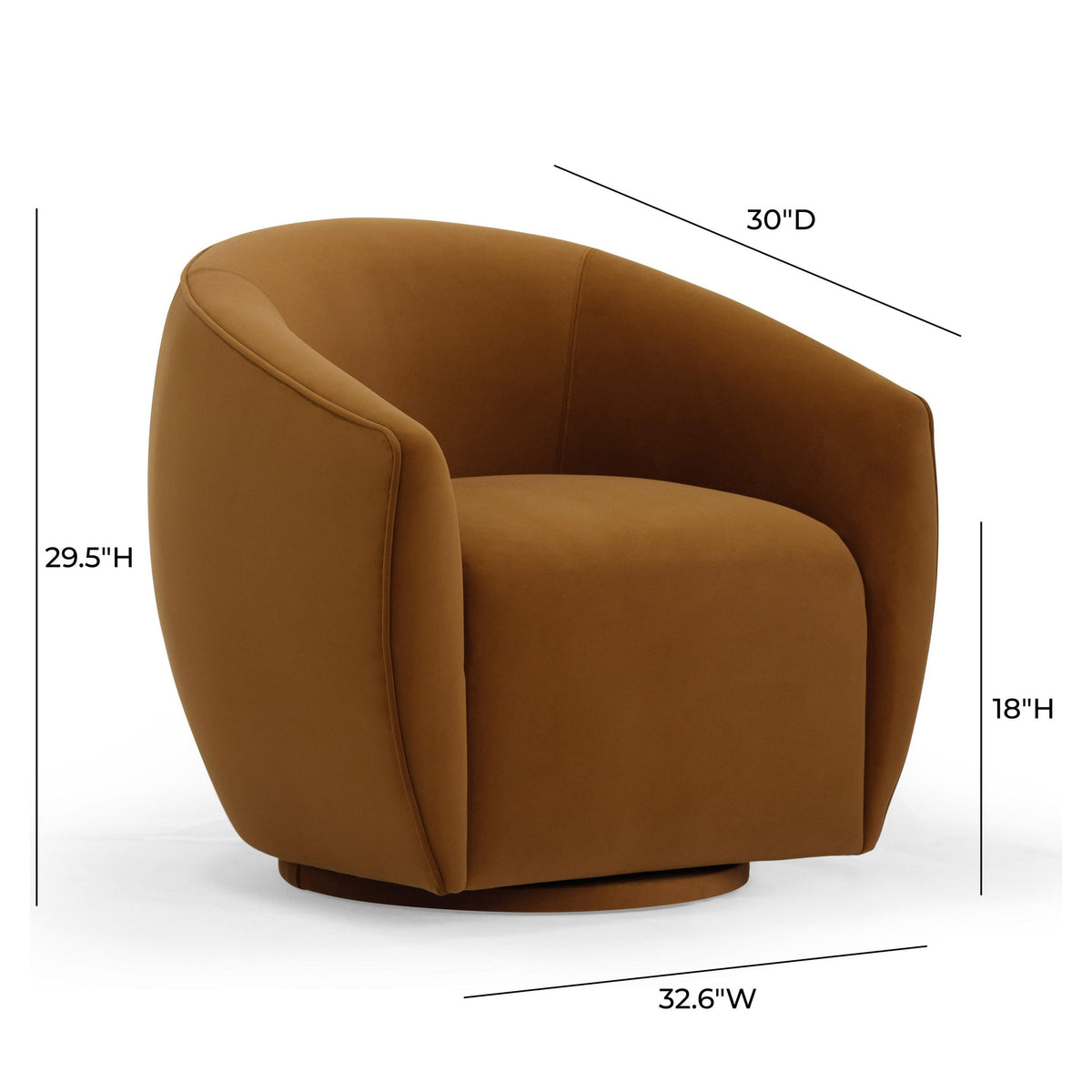 Jordan Cognac Velvet Swivel Chair | BeBoldFurniture