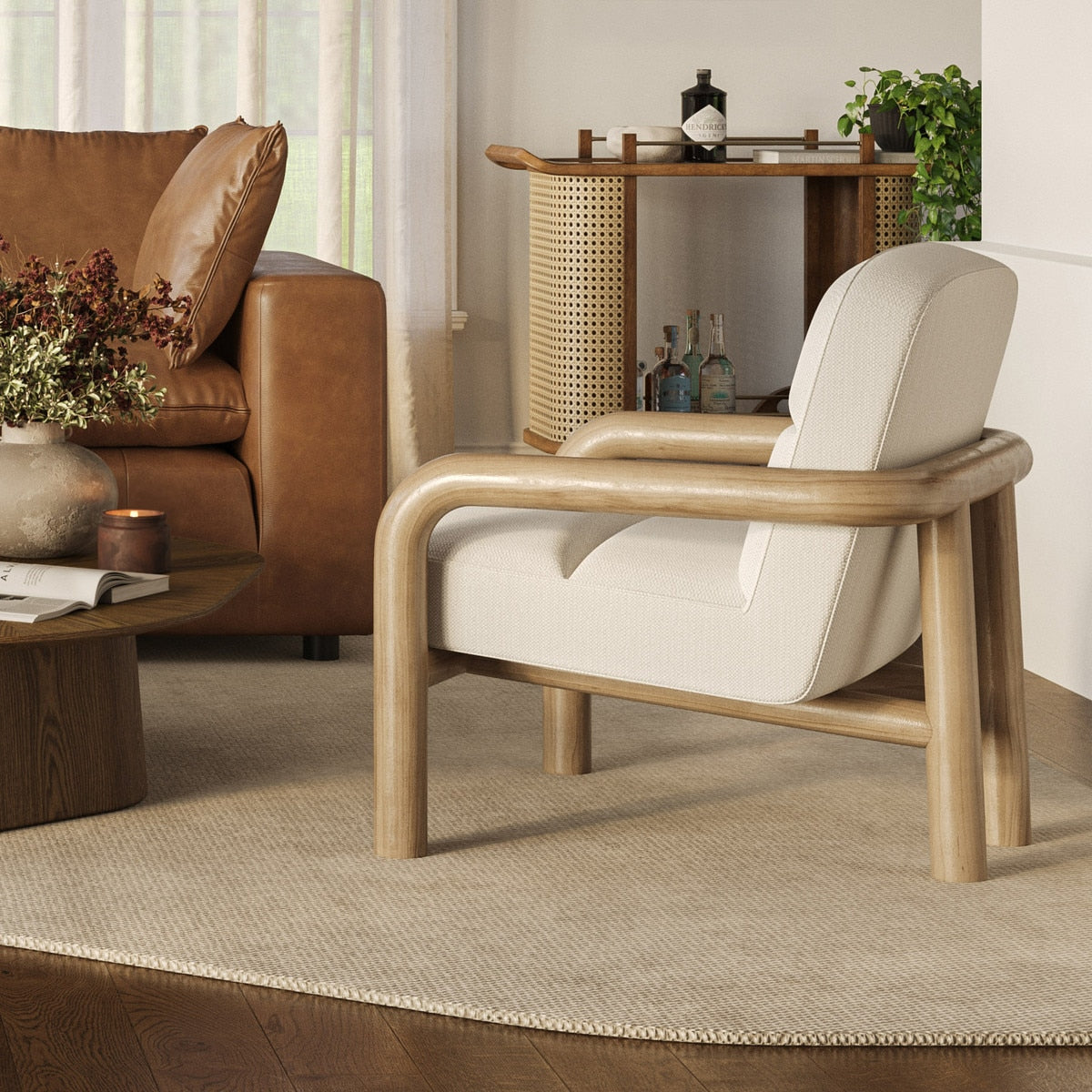 Bekah Cream Texture Weave Accent Chair | BeBoldFurniture