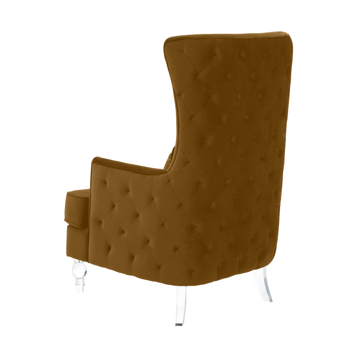 Aubree Cognac Velvet Chair with Acrylic Legs