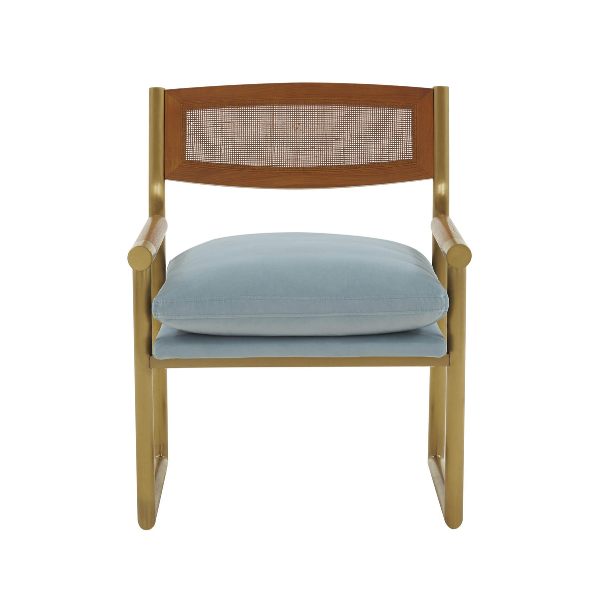 Harlow Rattan Dusty Blue Velvet Chair | BeBoldFurniture