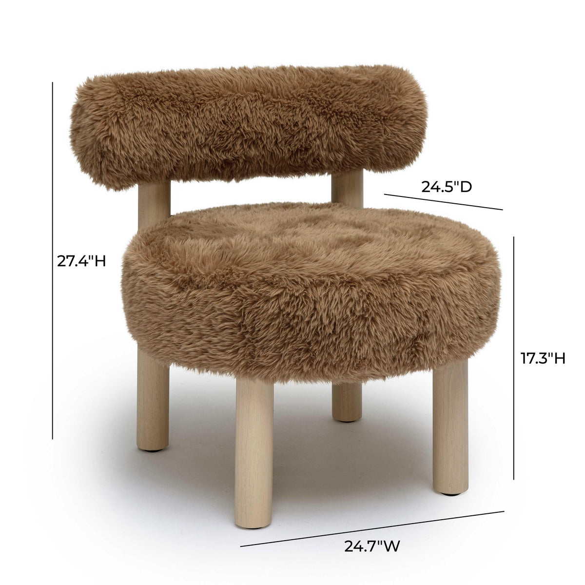 Carmel Dark Taupe Vegan Shearling Accent Chair | BeBoldFurniture