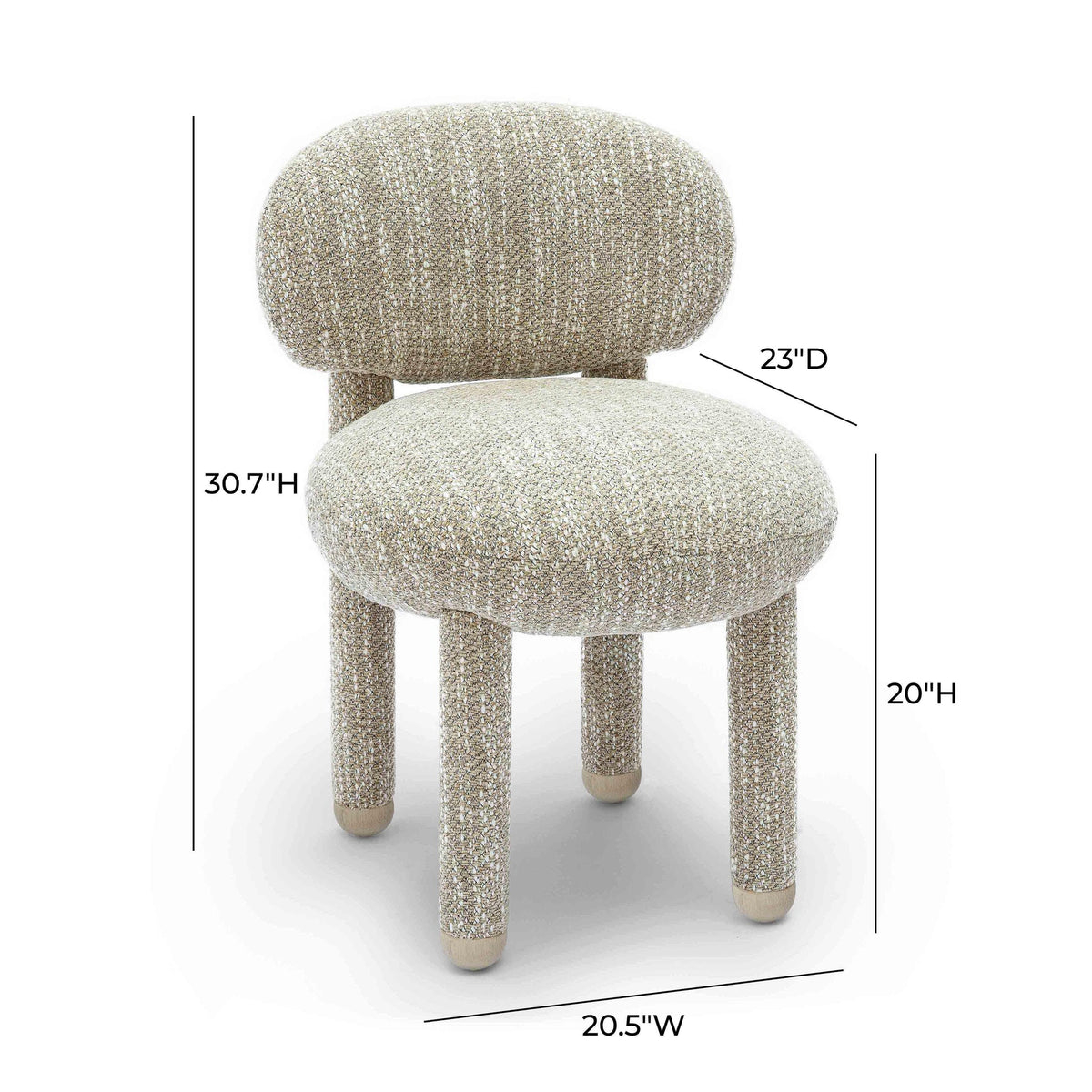 Manu Beige Nubby Performance Fabric Side Chair | BeBoldFurniture