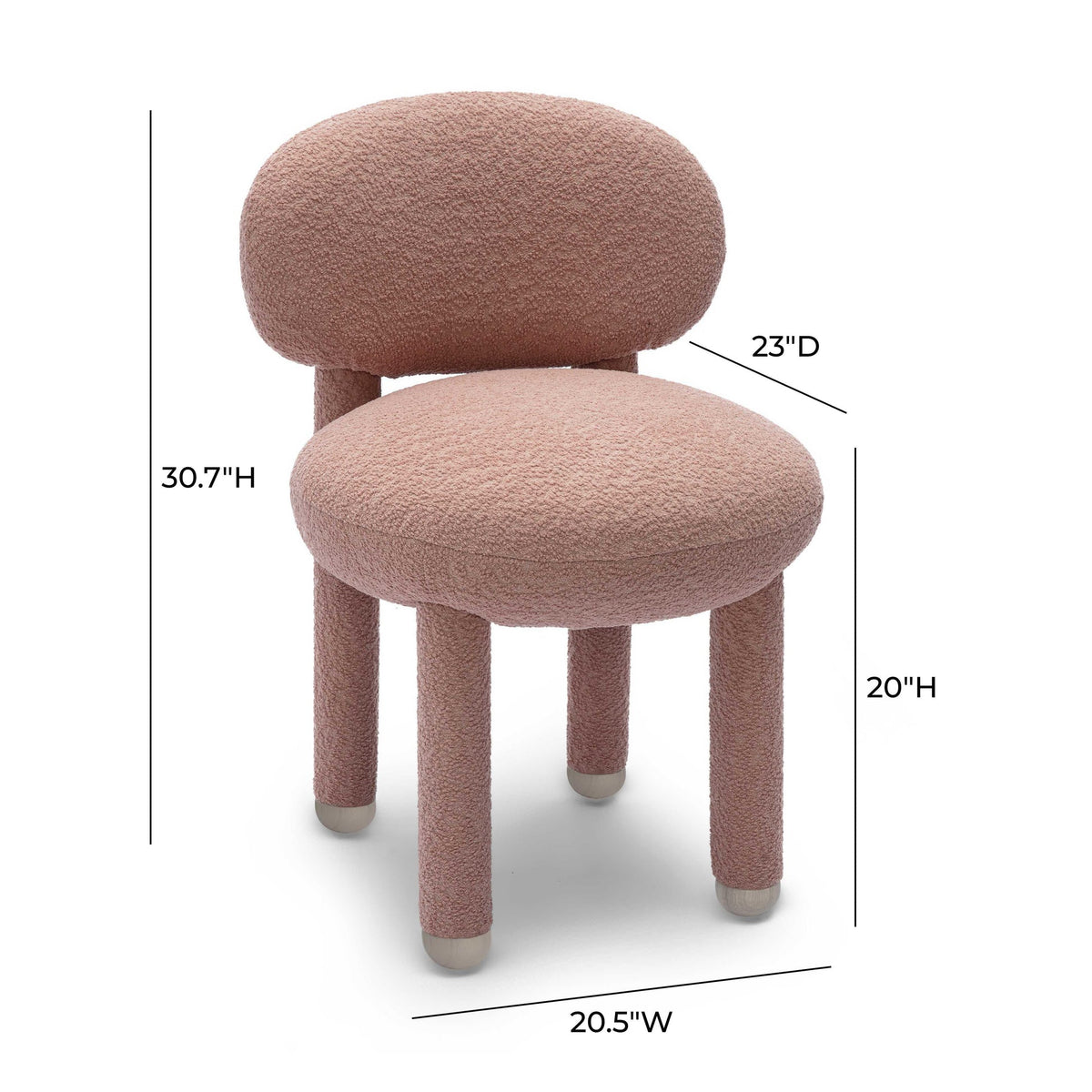 Manu Rose Pink Performance Boucle Side Chair | BeBoldFurniture