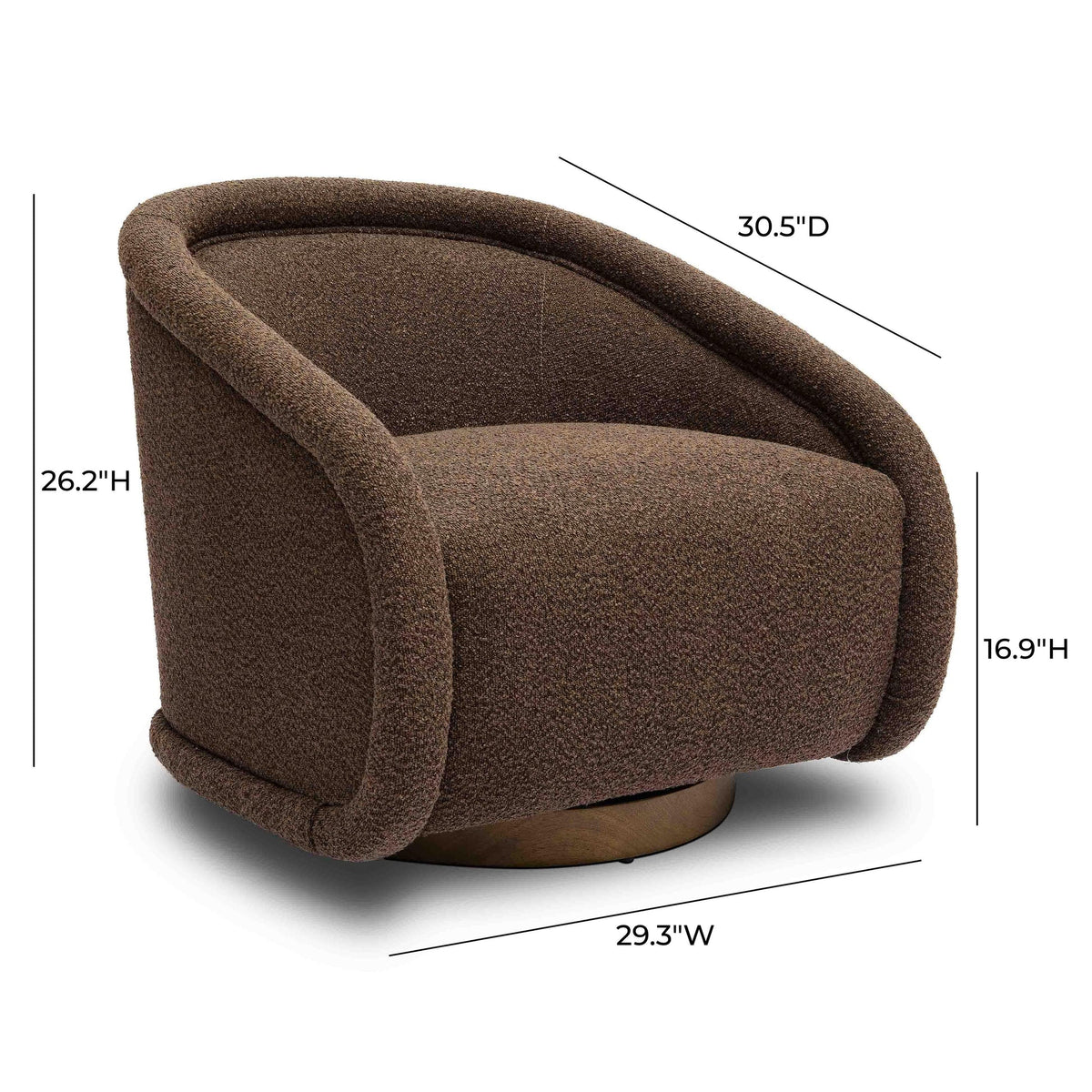 Rory Chocolate Brown Boucle Swivel Chair | BeBoldFurniture