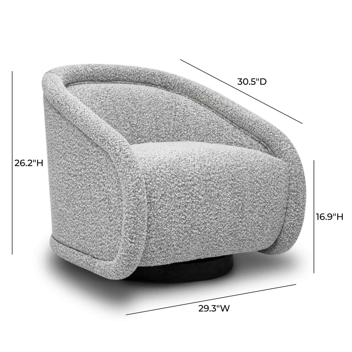 Rory Grey Boucle Swivel Chair | BeBoldFurniture