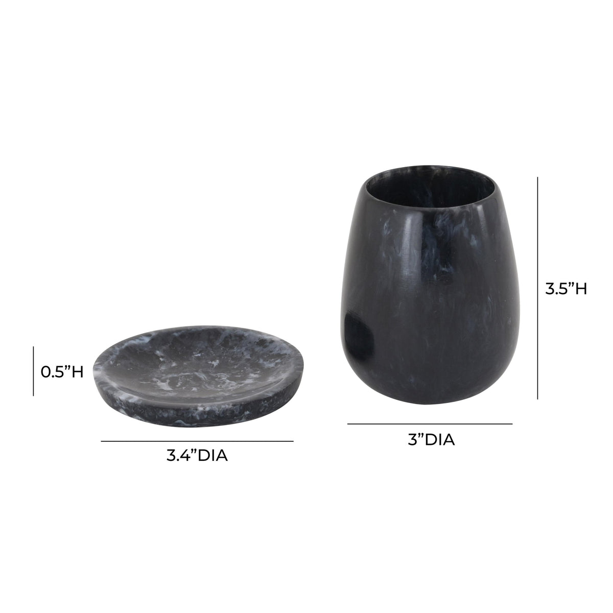 Rounded Black Swirl Resin Kiddush Cup | BeBoldFurniture