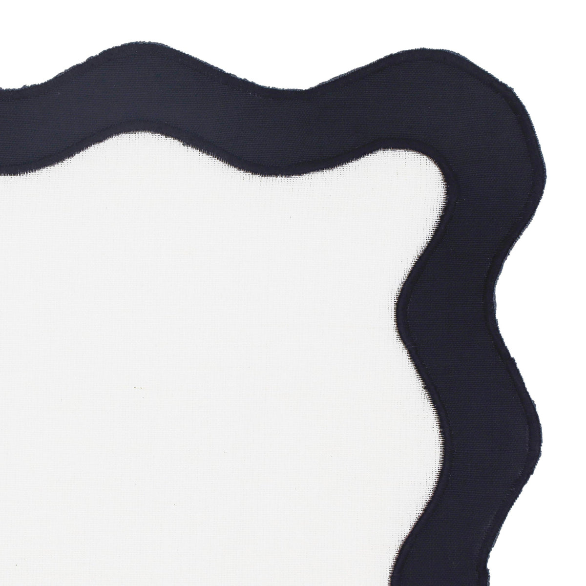 Scalloped Edge Black and White Cotton Placemat - Set of 4 | BeBoldFurniture