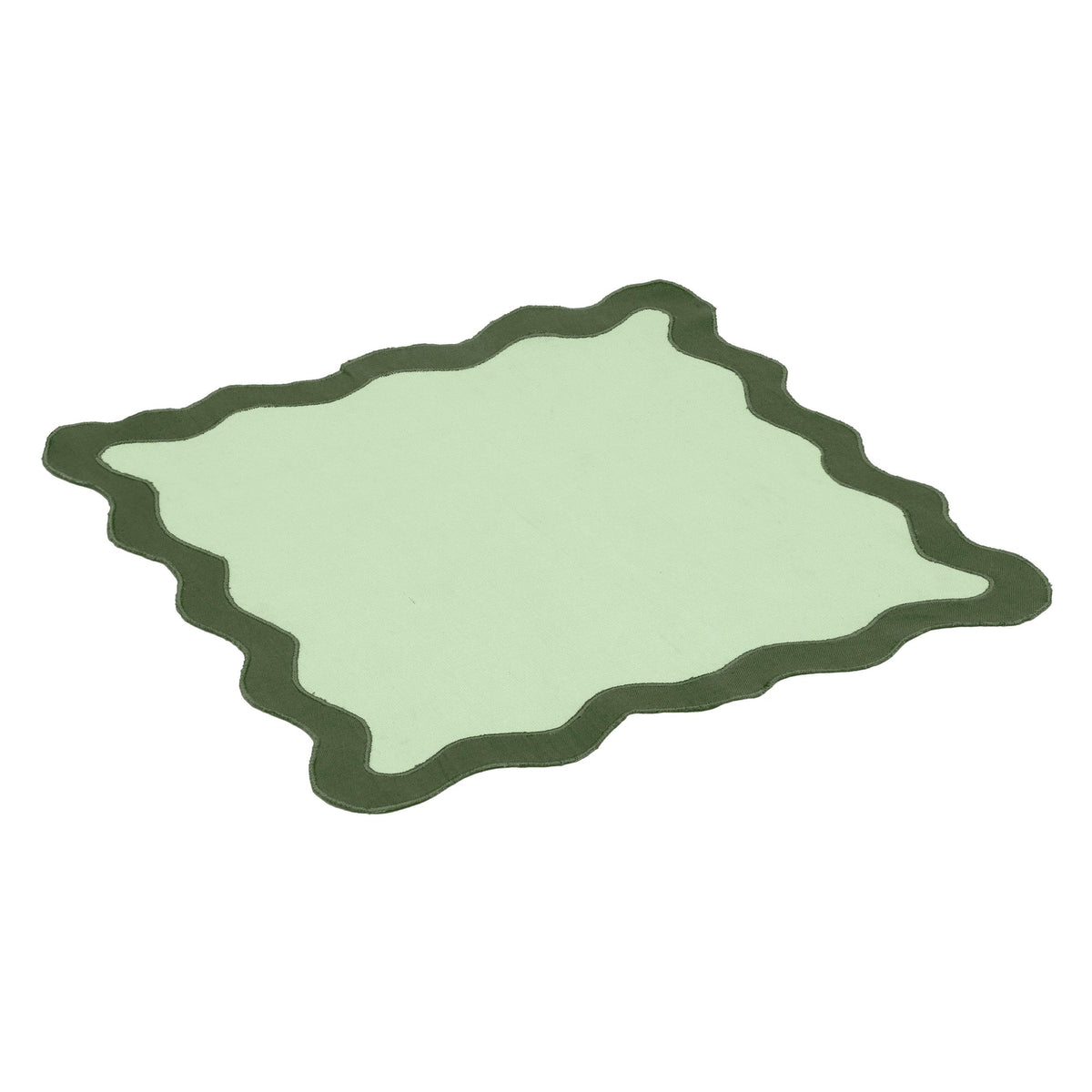 Scalloped Edge Olive Green Cotton Placemat - Set of 4 | BeBoldFurniture
