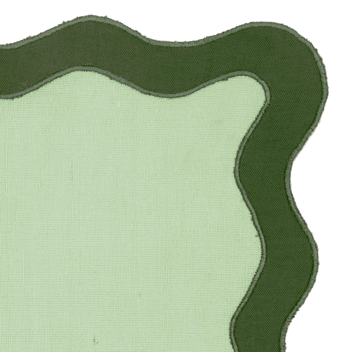 Scalloped Edge Olive Green Cotton Placemat - Set of 4 | BeBoldFurniture
