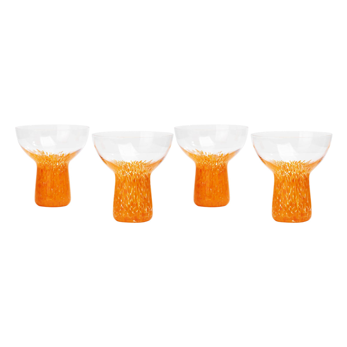 Dottie Clear Orange Dots Handblown Cocktail Glass - Set of 4 | BeBoldFurniture