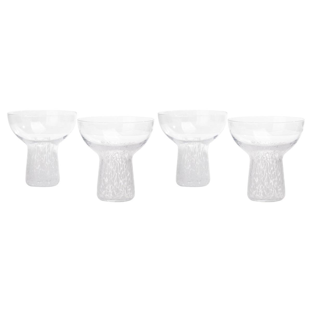 Dottie Clear White Dots Handblown Cocktail Glass - Set of 4 | BeBoldFurniture