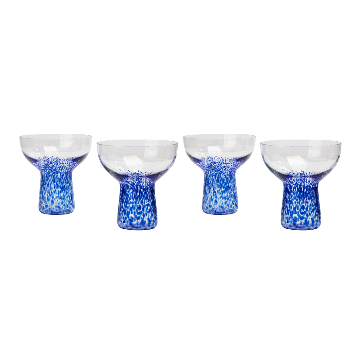 Dottie Blue Dots Handblown Cocktail Glass - Set of 4 | BeBoldFurniture