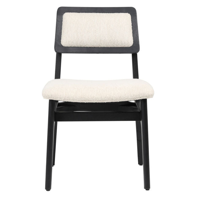 Silva Dining Chair Off White Boucle and Black | BeBoldFurniture