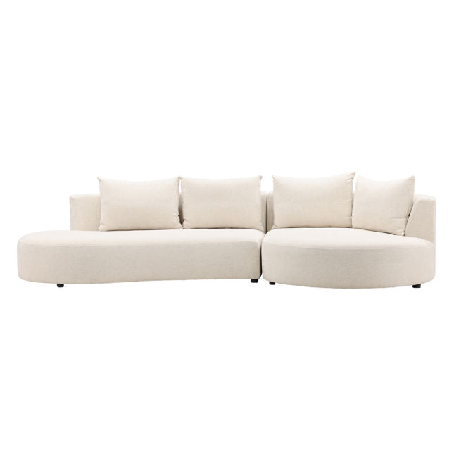 Sonia Sectional Right Side Chaise Cream | BeBoldFurniture