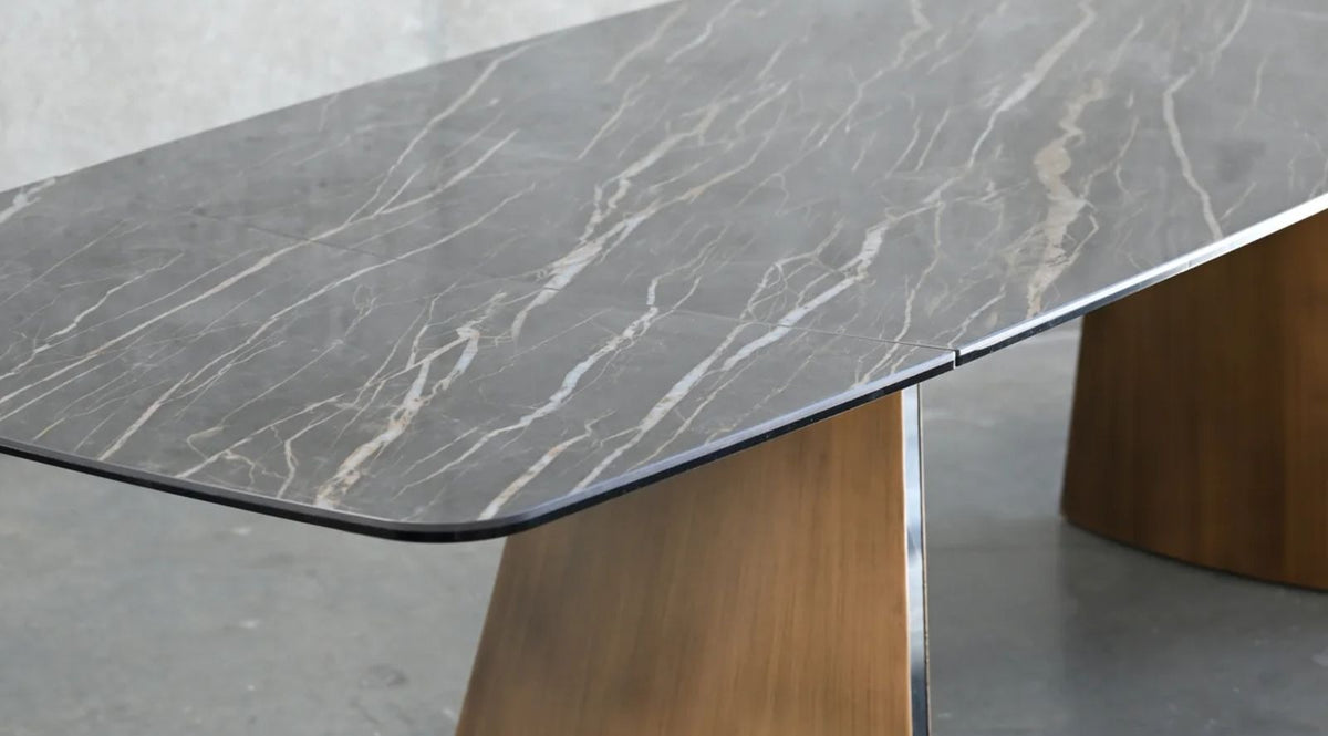 Ravello Double Extension Dining Table Hammered Top | BeBoldFurniture