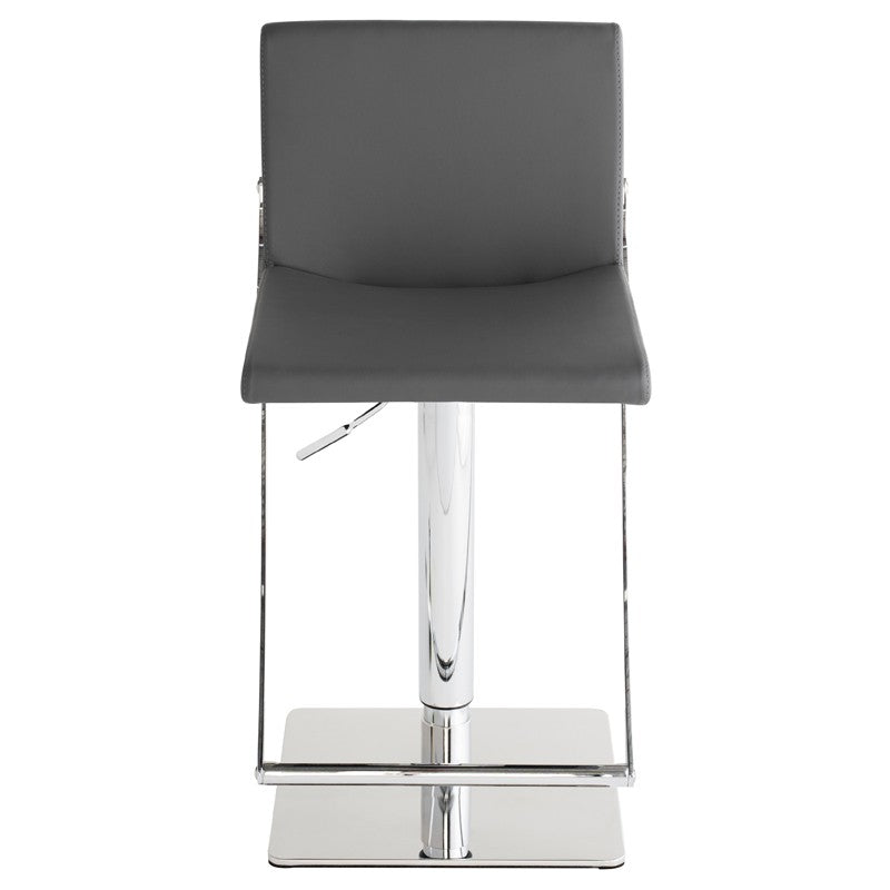 Swing Adjustable Stool Grey Naugahyde/Chrome Steel 16″ - Be Bold Furniture