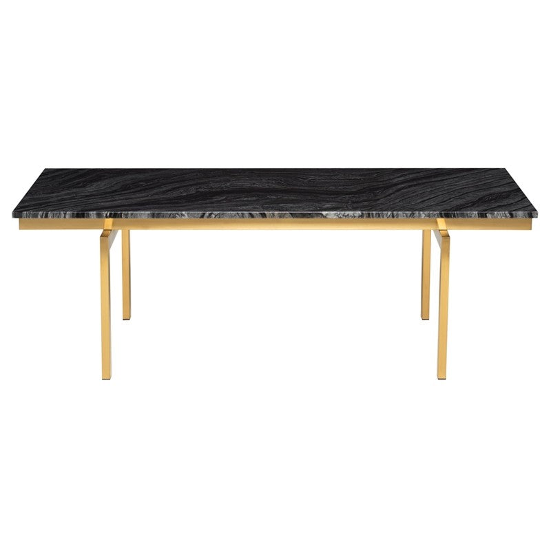 Louve Coffee Table Black Wood Vein Marble/Brushed Gold 48″ - Be Bold Furniture