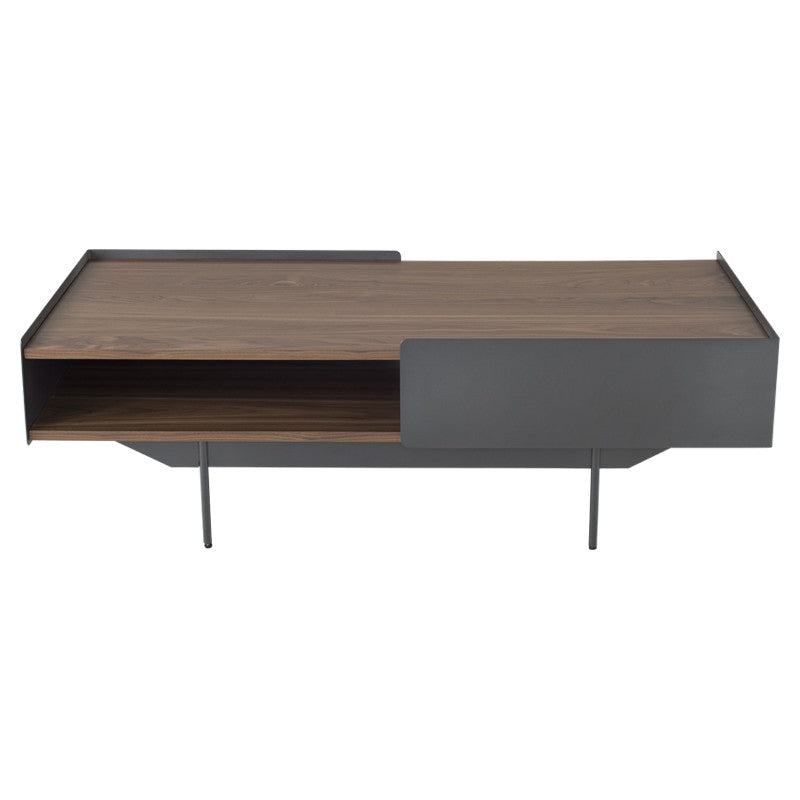 Egon Coffee Table Walnut Veneer/Matte Bronze 52″ - Be Bold Furniture