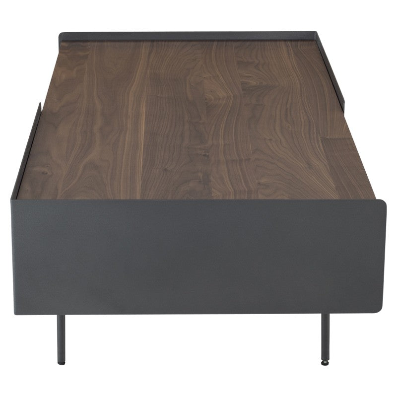 Egon Coffee Table Walnut Veneer/Matte Bronze 52″ - Be Bold Furniture